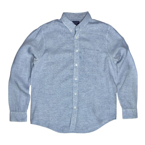 Abercrombie & Fitch Other - Abercrombie & Fitch Men's Large 100% Linen Shirt Blue Striped Summer Style